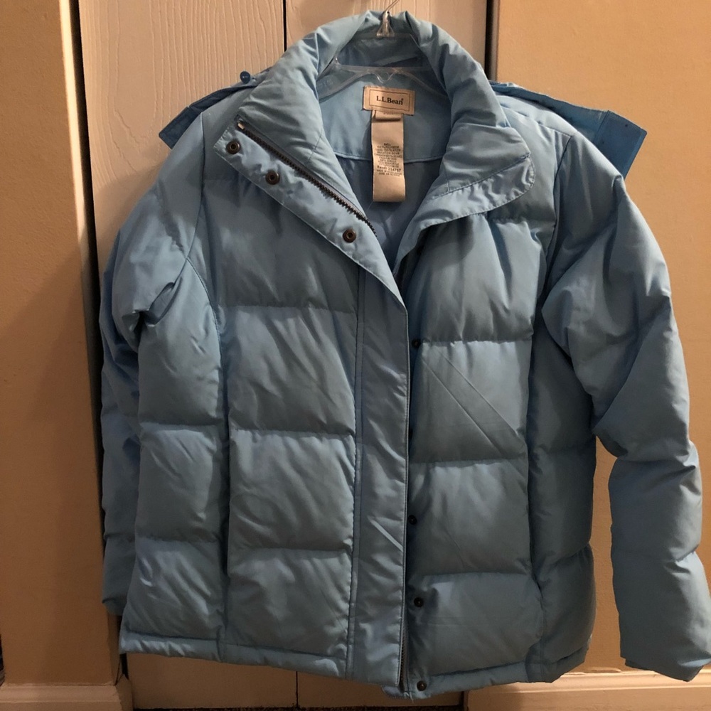L.L. Bean Brand Light Blue Coat with Fur Trim